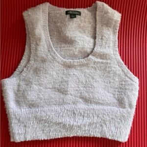 wild fable Cream Fuzzy Cropped Tank Sweater